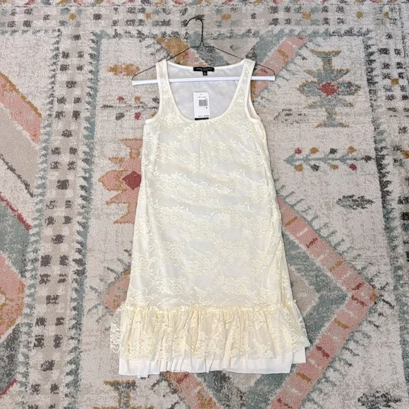 Green Envelope | Dresses | Green Envelope Los Angeles White Lace Tank Dress  With Ruffle Skirt | Poshmark